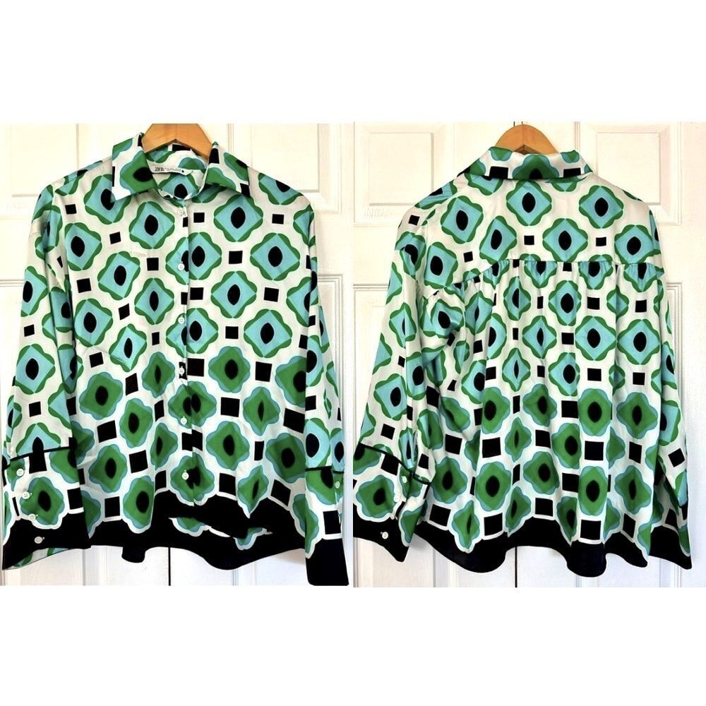 Zara Set Geometric Print Matching 2 Piece Shirt Pants Size XS • BLOGGER FAVORITE - Picture 13 of 16